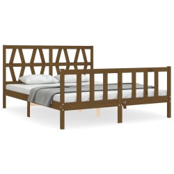 vidaXL Giroletto con Testiera Miele 5FT King Size in Legno Massello