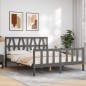 vidaXL Giroletto con Testiera Grigio 160x200 cm Legno Massello vidaXL Giroletto con Testiera Grigio 160x200 cm Legno Massello