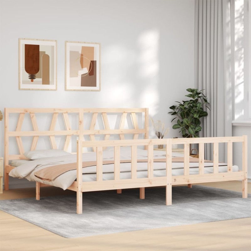 vidaXL Giroletto con Testiera 6FT Super King Size in Legno Massello vidaXL Giroletto con Testiera 6FT Super King Size in Legno Massello