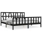 vidaXL Giroletto con Testiera Nero Super King Size Legno Massello vidaXL Giroletto con Testiera Nero Super King Size Legno Massello