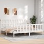 vidaXL Giroletto con Testiera Bianco 200x200 cm in Legno Massello vidaXL Giroletto con Testiera Bianco 200x200 cm in Legno Massello