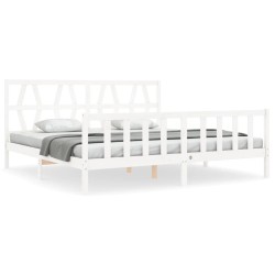 vidaXL Giroletto con Testiera Bianco 200x200 cm in Legno Massello