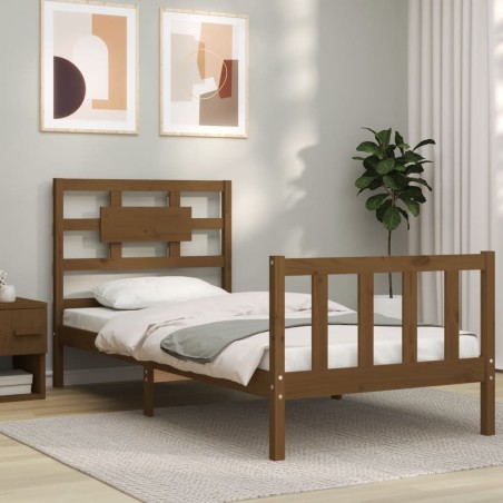 vidaXL Giroletto con Testiera Miele 2FT6 Small Single Legno Massello