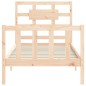 vidaXL Giroletto con Testiera 3FT Single in Legno Massello vidaXL Giroletto con Testiera 3FT Single in Legno Massello