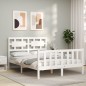 vidaXL Giroletto con Testiera Bianco Small Double Legno Massello vidaXL Giroletto con Testiera Bianco Small Double Legno Massello