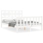vidaXL Giroletto con Testiera Bianco Small Double Legno Massello vidaXL Giroletto con Testiera Bianco Small Double Legno Massello