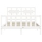 vidaXL Giroletto con Testiera Bianco Small Double Legno Massello vidaXL Giroletto con Testiera Bianco Small Double Legno Massello