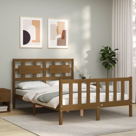 vidaXL Giroletto con Testiera Miele 4FT Small Double in Legno Massello