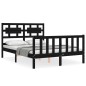 vidaXL Giroletto con Testiera Nero 4FT Small Double in Legno Massello vidaXL Giroletto con Testiera Nero 4FT Small Double in Legno Massello