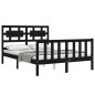 vidaXL Giroletto con Testiera Nero 4FT Small Double in Legno Massello vidaXL Giroletto con Testiera Nero 4FT Small Double in Legno Massello