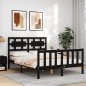 vidaXL Giroletto con Testiera Nero 4FT Small Double in Legno Massello vidaXL Giroletto con Testiera Nero 4FT Small Double in Legno Massello