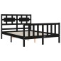 vidaXL Giroletto con Testiera Nero 4FT Small Double in Legno Massello vidaXL Giroletto con Testiera Nero 4FT Small Double in Legno Massello