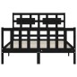 vidaXL Giroletto con Testiera Nero 4FT Small Double in Legno Massello vidaXL Giroletto con Testiera Nero 4FT Small Double in Legno Massello