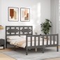 vidaXL Giroletto con Testiera Grigio 140x190 cm in Legno Massello vidaXL Giroletto con Testiera Grigio 140x190 cm in Legno Massello