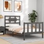 vidaXL Giroletto con Testiera Grigio 90x200 cm in Legno Massello vidaXL Giroletto con Testiera Grigio 90x200 cm in Legno Massello