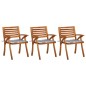 Sedie da Pranzo da Giardino con Cuscini 3 pz Massello di Acacia Sedie da Pranzo da Giardino con Cuscini 3 pz Massello di Acacia