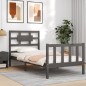 vidaXL Giroletto con Testiera Grigio 100x200 cm in Legno Massello vidaXL Giroletto con Testiera Grigio 100x200 cm in Legno Massello