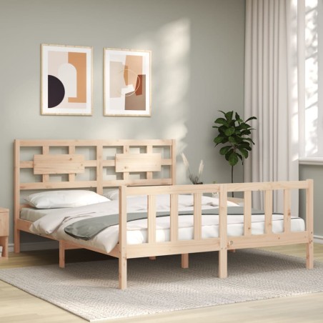 vidaXL Giroletto con Testiera 5FT King Size in Legno Massello