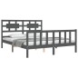 vidaXL Giroletto con Testiera Grigio 5FT King Size in Legno Massello vidaXL Giroletto con Testiera Grigio 5FT King Size in Legno Massello