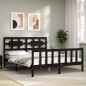 vidaXL Giroletto con Testiera Nero 5FT King Size in Legno Massello
