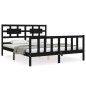 vidaXL Giroletto con Testiera Nero 5FT King Size in Legno Massello
