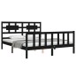 vidaXL Giroletto con Testiera Nero 5FT King Size in Legno Massello
