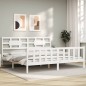 vidaXL Giroletto Testiera Bianco 6FT Super King Size in Legno Massello vidaXL Giroletto Testiera Bianco 6FT Super King Size in Legno Massello