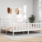 vidaXL Giroletto Testiera Bianco 6FT Super King Size in Legno Massello vidaXL Giroletto Testiera Bianco 6FT Super King Size in Legno Massello