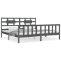 vidaXL Giroletto Testiera Grigio 6FT Super King Size in Legno Massello vidaXL Giroletto Testiera Grigio 6FT Super King Size in Legno Massello