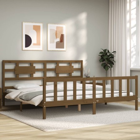 vidaXL Giroletto con Testiera Miele 6FT Super King Size Legno Massello