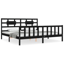 vidaXL Giroletto con Testiera Nero 6FT Super King Size Legno Massello
