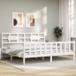 vidaXL Giroletto con Testiera Bianco 200x200 cm in Legno Massello vidaXL Giroletto con Testiera Bianco 200x200 cm in Legno Massello