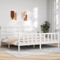 vidaXL Giroletto con Testiera Bianco 200x200 cm in Legno Massello vidaXL Giroletto con Testiera Bianco 200x200 cm in Legno Massello