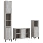 Set Mobili da Bagno 3 pz Grigio Sonoma in Legno Multistrato Set Mobili da Bagno 3 pz Grigio Sonoma in Legno Multistrato