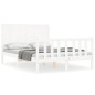 vidaXL Giroletto con Testiera Bianco 4FT Small Double Legno Massello vidaXL Giroletto con Testiera Bianco 4FT Small Double Legno Massello