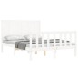 vidaXL Giroletto con Testiera Bianco 4FT Small Double Legno Massello vidaXL Giroletto con Testiera Bianco 4FT Small Double Legno Massello