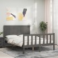 vidaXL Giroletto con Testiera Grigio 140x190 cm in Legno Massello vidaXL Giroletto con Testiera Grigio 140x190 cm in Legno Massello