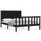 vidaXL Giroletto con Testiera Nero 140x190 cm in Legno Massello vidaXL Giroletto con Testiera Nero 140x190 cm in Legno Massello
