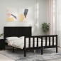 vidaXL Giroletto con Testiera Nero 140x190 cm in Legno Massello vidaXL Giroletto con Testiera Nero 140x190 cm in Legno Massello