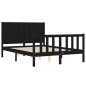 vidaXL Giroletto con Testiera Nero 140x190 cm in Legno Massello vidaXL Giroletto con Testiera Nero 140x190 cm in Legno Massello