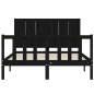 vidaXL Giroletto con Testiera Nero 140x190 cm in Legno Massello vidaXL Giroletto con Testiera Nero 140x190 cm in Legno Massello