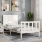 vidaXL Giroletto con Testiera Bianco 90x200 cm in Legno Massello vidaXL Giroletto con Testiera Bianco 90x200 cm in Legno Massello