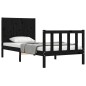 vidaXL Giroletto con Testiera Nero 90x200 cm in Legno Massello