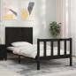 vidaXL Giroletto con Testiera Nero 90x200 cm in Legno Massello