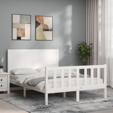 vidaXL Giroletto con Testiera Bianco 120x200 cm in Legno Massello