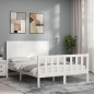 vidaXL Giroletto con Testiera Bianco 120x200 cm in Legno Massello vidaXL Giroletto con Testiera Bianco 120x200 cm in Legno Massello