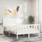 vidaXL Giroletto con Testiera Bianco 120x200 cm in Legno Massello vidaXL Giroletto con Testiera Bianco 120x200 cm in Legno Massello