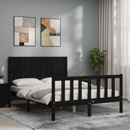 vidaXL Giroletto con Testiera Nero 120x200 cm in Legno Massello