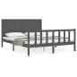 vidaXL Giroletto con Testiera Grigio 5FT King Size in Legno Massello vidaXL Giroletto con Testiera Grigio 5FT King Size in Legno Massello