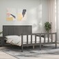 vidaXL Giroletto con Testiera Grigio 5FT King Size in Legno Massello vidaXL Giroletto con Testiera Grigio 5FT King Size in Legno Massello